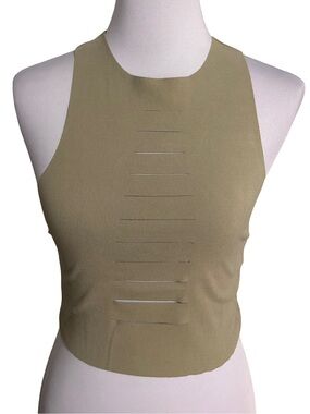 Sleeveless Olive Cutout Ribbed Crop Top